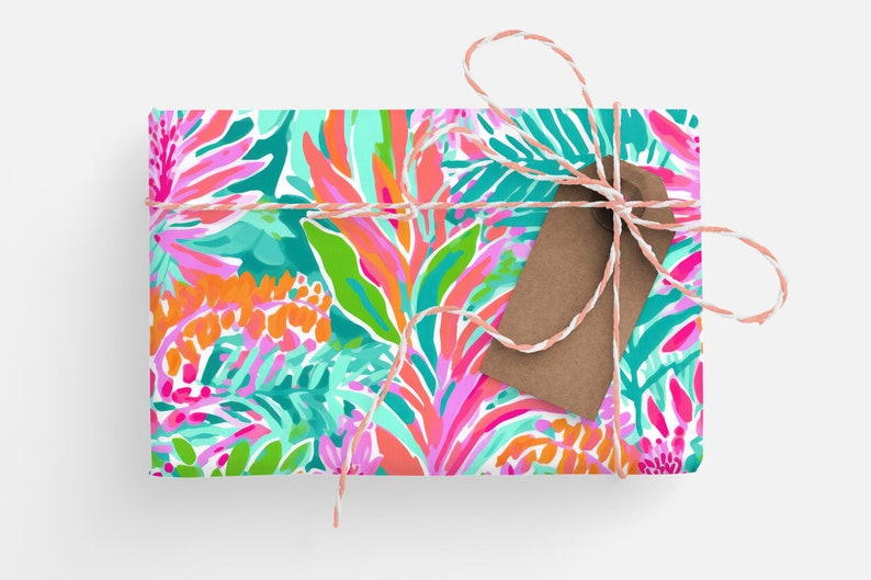 Tropical Wrapping Paper Roll, Tropical Leaves Gift Wrap Roll, Tropical Gift Wrapping Roll Jungle Gift Wrap, Monstera Wrapping Paper image 5