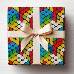 Nerdy Wrapping Paper Roll Rubik&#39;s Cube Gift Wrap Roll, Nerd Gift Wrap Rubik&#39;s Cube Lovers Gift Wrapping Roll
