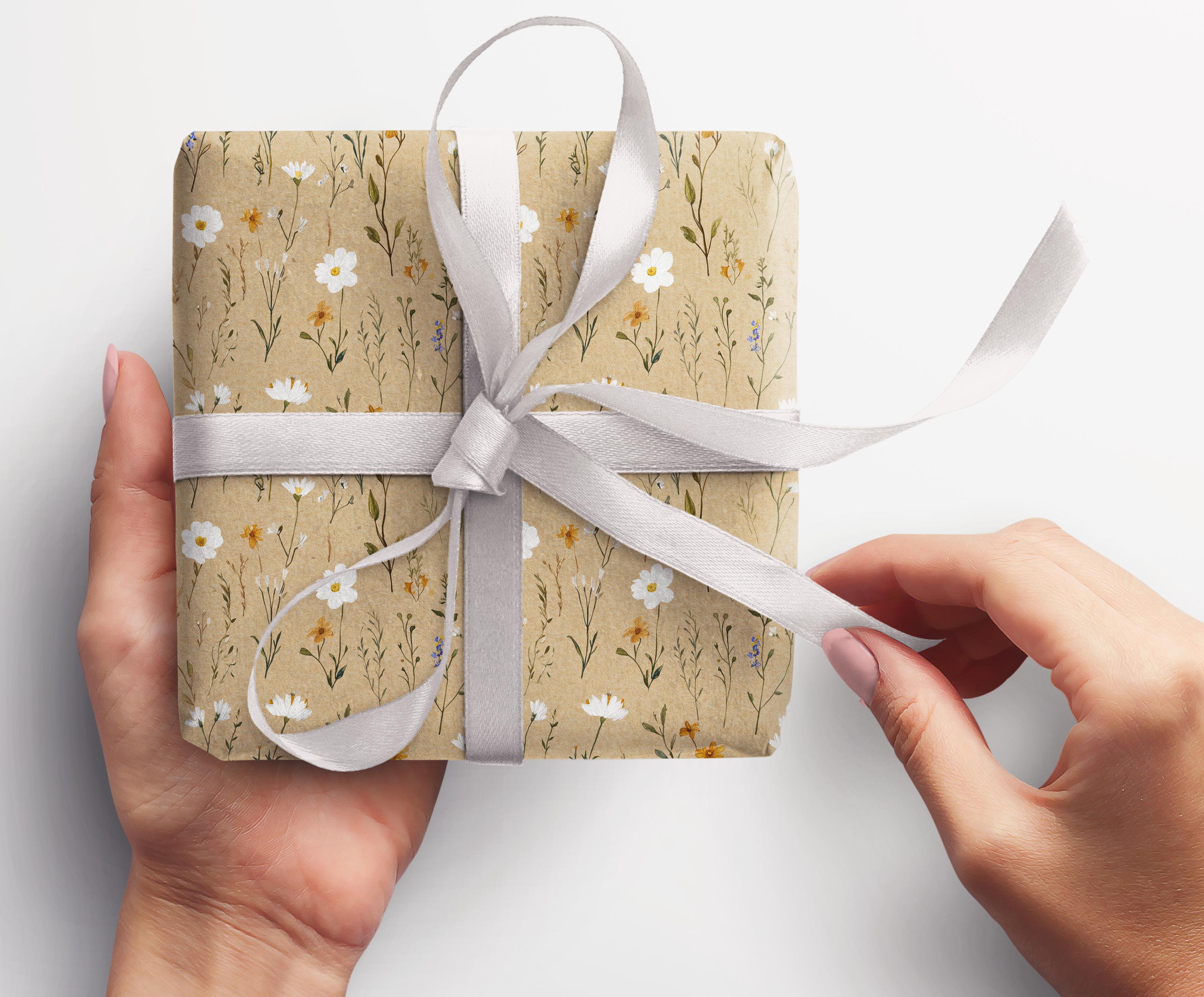 Kraft Wrapping Paper Roll Wildflower Wrapping Paper Meadow Gift Wrap ...