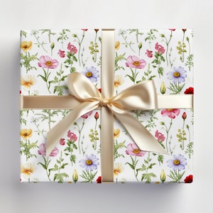 Botanical Wrapping Paper Roll Botanical Floral Wrapping Paper, Botanical Flowers Gift Wrap Roll Botanical Gift Wrapping