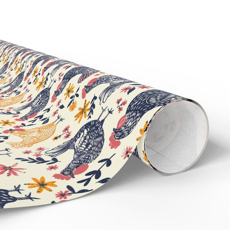 Pollos envolviendo papel rollo regalo envoltura rollo pollos, envoltura de regalo agrícola, papel de envoltura de granja envoltura de regalo de granja, pollos de primavera imagen 6