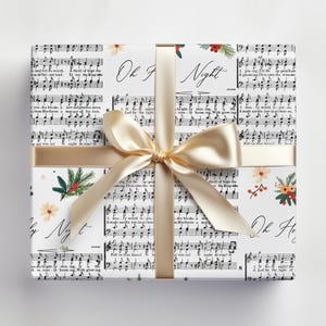 Christmas Carol Wrapping Paper Oh Holy Night Gift Wrap Roll Religious Christmas Wrapping Paper Christian Christmas Gift Wrap Roll Glossy
