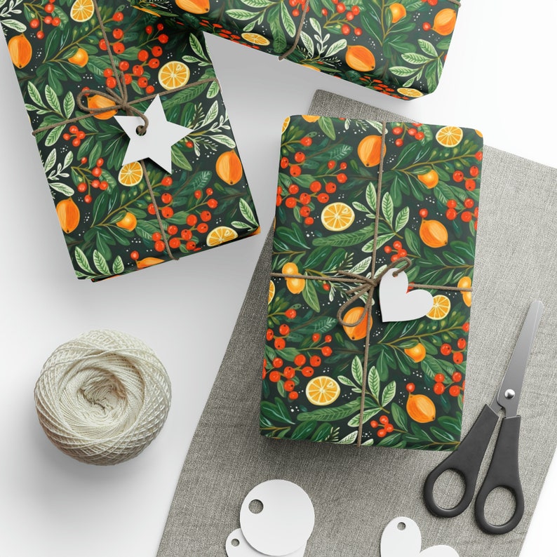 Oranges Christmas Wrapping Paper Oranges Christmas Oranges Wrapping ...
