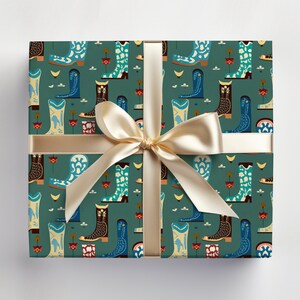 Western Wrapping Paper Cowboy Boots Wrapping Paper Roll, Cowboy Boots Gift Wrap Roll, Cute Cowboy Wrapping Paper, Texas Wrapping Paper