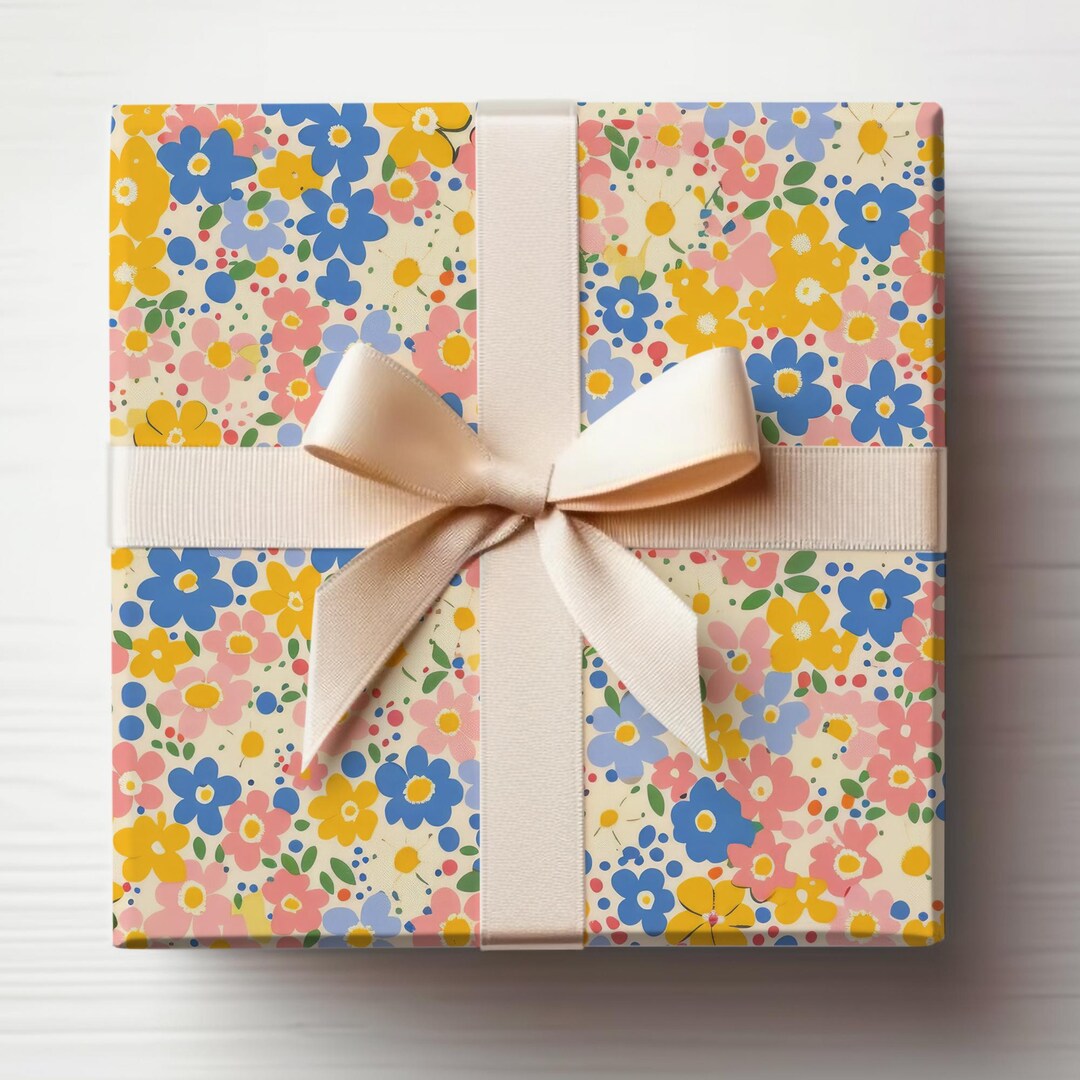 Groovy Daisy Wrapping Paper Roll Pastel Pink Daisy Wrapping Paper Girly ...