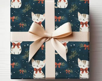 Carta da regalo per gatti scuri, rotolo di carta da regalo per gatti di Natale per gli amanti dei gatti, rotolo di carta da regalo per gatti neri