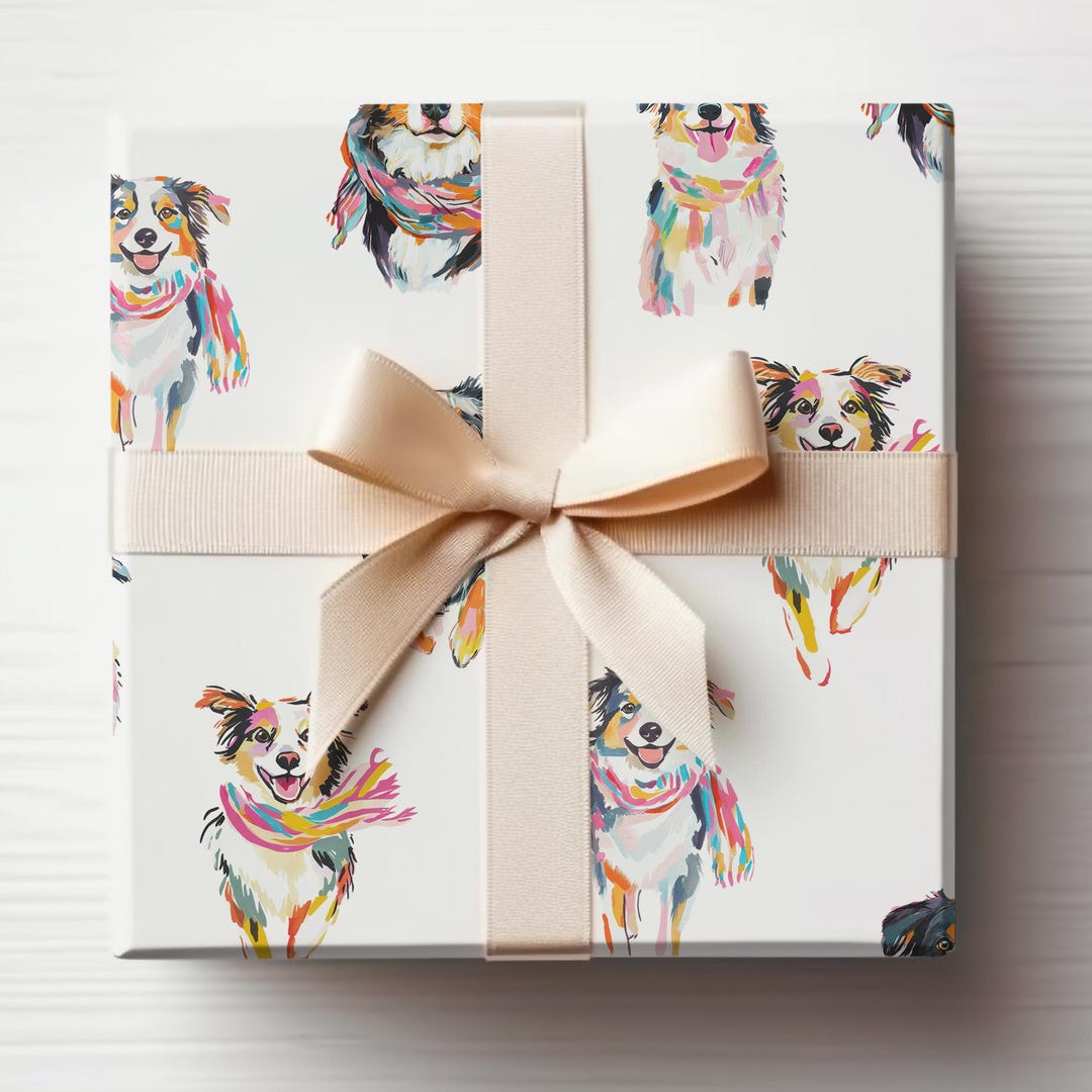 Australian Shepherd Wrapping Paper Roll Aussie Cute Dog Gift Wrapping ...