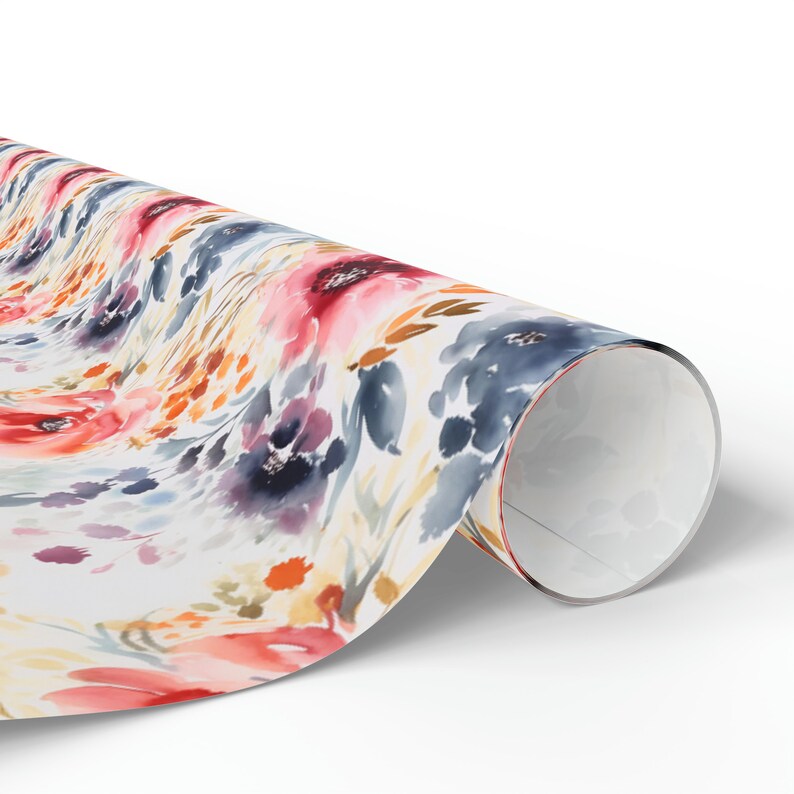 Watercolor Floral Wrapping Paper Roll, Spring Floral Wrapping Paper, Modern Watercolor Flowers