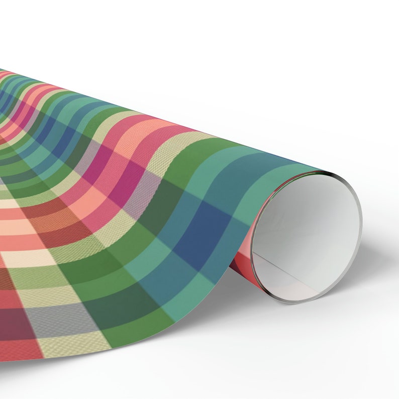 Spring Rainbow Plaid Wrapping Paper Roll, Rainbow Colored Wrapping Paper, Colorful Gift Wrap, Modern Plaid Gift Wrapping Roll image 6