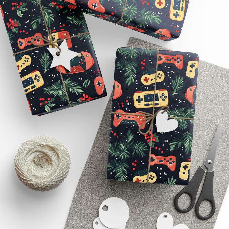 Videospiel-Geschenkpapier Videospiel-Geschenkverpackungsrolle für Videospielliebhaber Urlaub Videospiel-Geschenkverpackungsrolle Bild 3