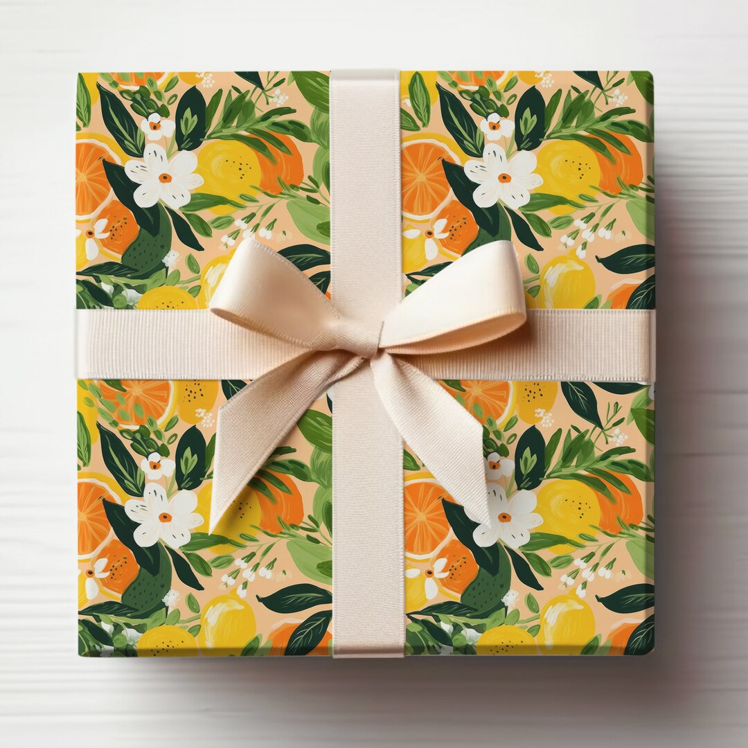 Clementines Wrapping Paper Orange Themed Baby Shower Wrapping Paper ...