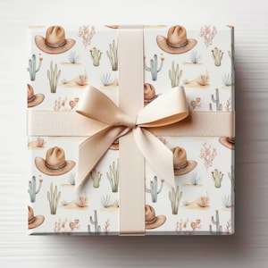 Rotolo di carta da regalo western, carta da regalo cowboy design western, carta da regalo cappello cowboy, design carta da regalo western