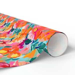 Artistic Wrapping Paper Roll Artistic Floral, Painterly Floral Wrapping Paper Roll, Artistic Gift Wrap Roll, Hawaiian Wrapping Paper Roll image 4