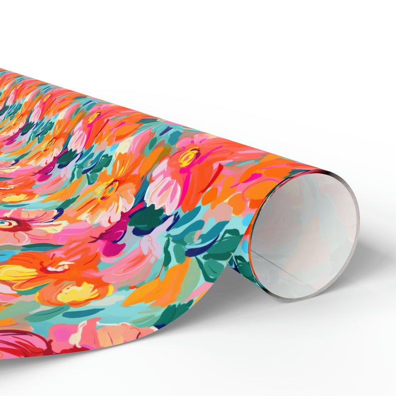Artistic Wrapping Paper Roll Artistic Floral, Painterly Floral Wrapping Paper Roll, Artistic Gift Wrap Roll, Hawaiian Wrapping Paper Roll image 4