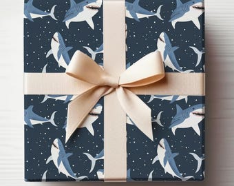 Shark Wrapping Paper Roll Sharks Gift Wrapping, Baby Shark Wrapping Paper Shark Birthday Gift Wrap Roll, Boy Gift Wrap Roll
