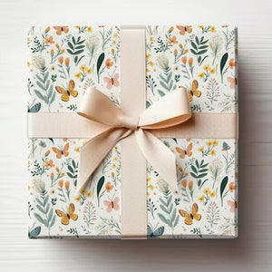 Butterfly Wrapping Paper, Cute Butterflies Spring Gift Wrap Roll, Butterfly Birthday Wrapping Paper, Butterfly Baby Shower Gift Wrap Roll
