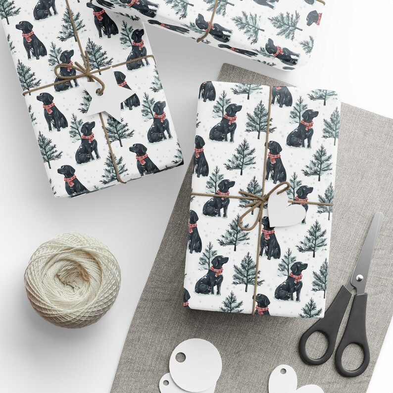 Schwarzer Labrador Geschenkpapier Geschenkpapierrolle Weihnachten Labrador Geschenkpapierrolle für Hundeliebhaber Bild 7