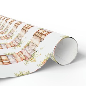 Book Wrapping Paper Roll Books Gift Wrap, Booklover Gift Wrap, Cute Painted Books Wrapping Paper With Books, Book Lover Gift Wrap image 4