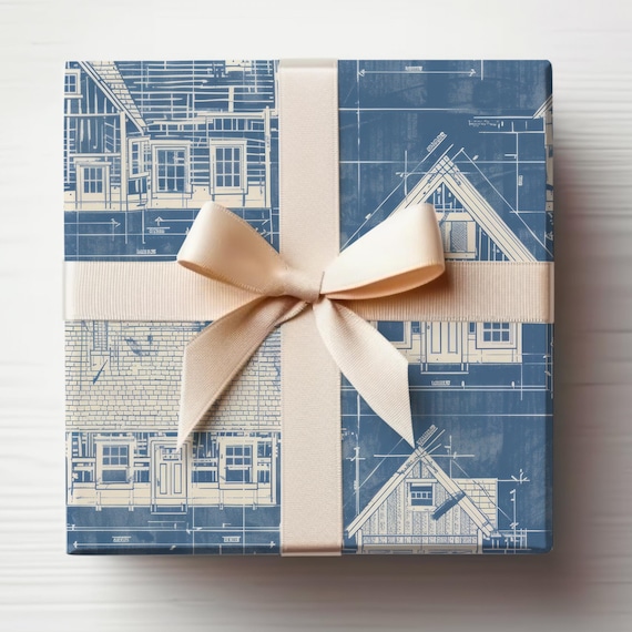 Engineer Wrapping Paper, Architect Gift Wrap Construction Wrapping Paper Home Builder Gift Wrapping Roll