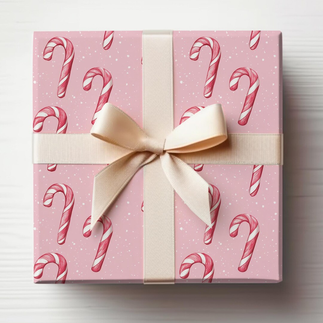 Pink Candy Cane Wrapping Paper Roll Pink Christmas Wrapping Paper Roll ...