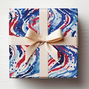 USA Wrapping Paper Patriotic Wrapping Paper, Red White and Blue Wrapping Paper, 4th of July Gift Wrap Roll, Military Wrapping Paper