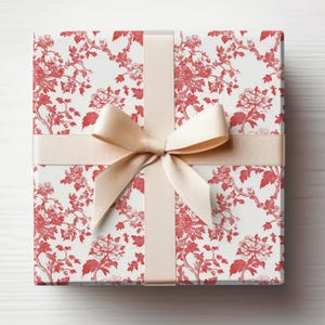 Rotolo di carta da regalo Chinoiserie rossa Rotolo di carta da regalo Toile natalizio rosso Rotolo di carta da regalo Toile natalizio vittoriano