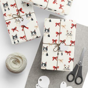 Cats Christmas Wrapping Paper With Cats, Kitten Wrapping Paper For Cat Lovers Gift Wrap Roll Cats Gift Wrapping Roll image 3