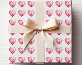 Pink Hearts Wrapping Paper Roll Hearts Gift Wrap Valentines Day Simple Heart Gift Wrap, Pink Valentines Hearts Gift Wrap Roll