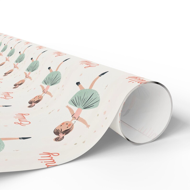Ballerina Wrapping Paper Roll With Name Ballet Gift Wrap With Custom Name Wrapping Paper Ballerina Gift Wrap Roll Customizable Name image 6