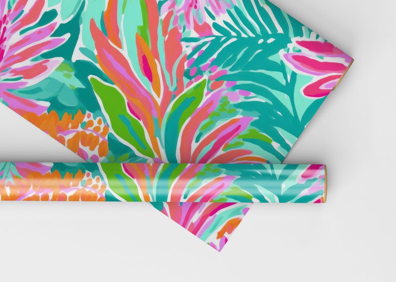 Tropical Wrapping Paper Roll, Tropical Leaves Gift Wrap Roll, Tropical Gift Wrapping Roll Jungle Gift Wrap, Monstera Wrapping Paper image 8