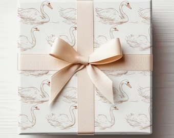 Adorable Swan Wrapping Paper Roll Swan Baby Shower Wrapping Paper, Swan Gift Wrapping Roll, Swan Gift Wrap Roll