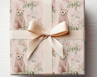 Sloth Gift Wrap Roll, Sloth Themed Wrapping Paper Cute Sloth Gift Wrapping Roll Pink Sloth Birthday Wrapping Paper Roll