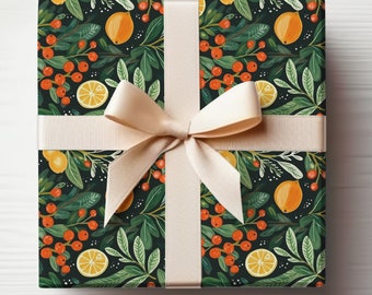 Oranges Christmas Wrapping Paper Oranges Christmas Oranges Wrapping Paper Roll, Oranges Gift Wrap, Citrus Wrapping Paper Roll, Clementines