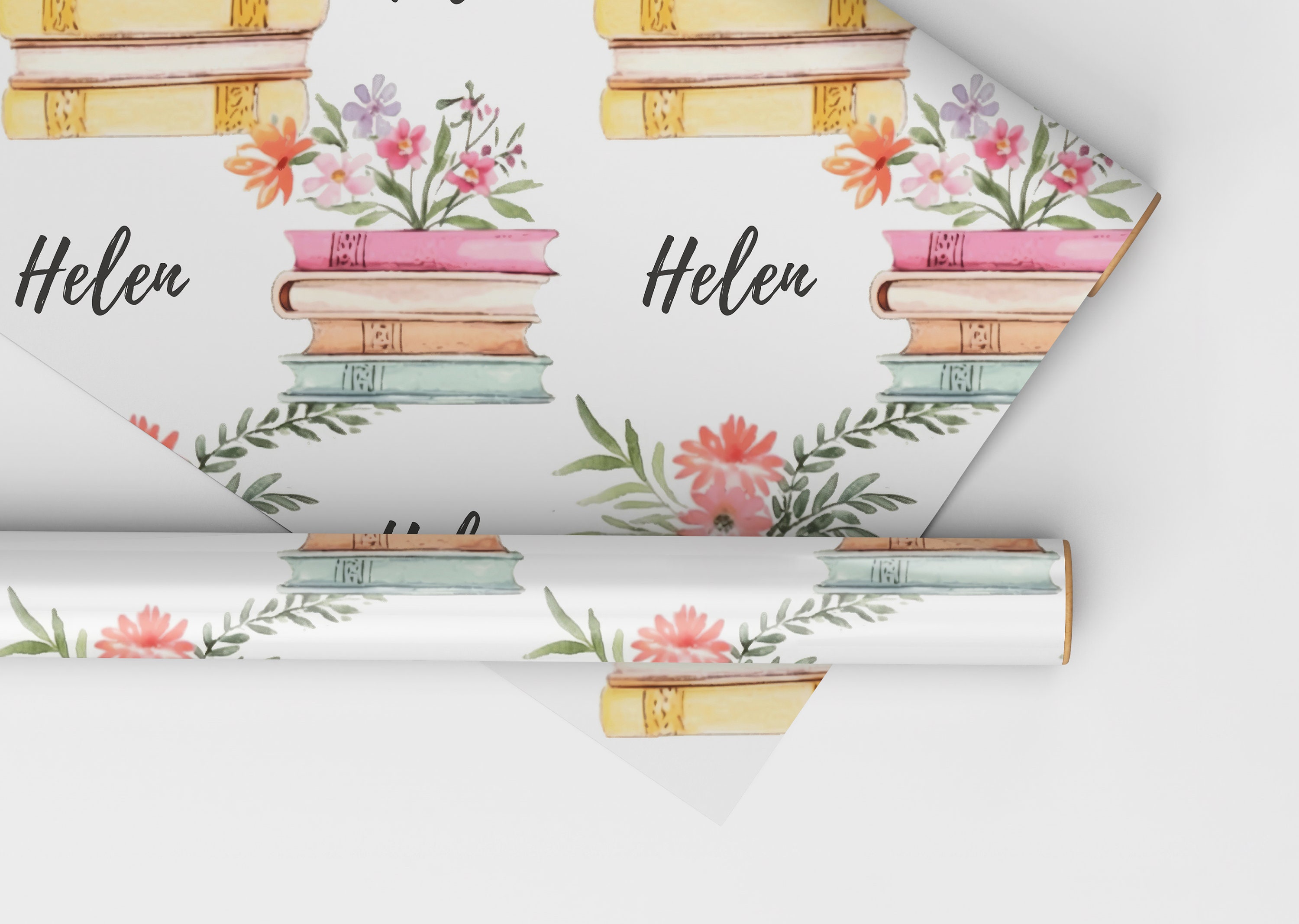 Customized Name Book Wrapping Paper With Books, Booklovers