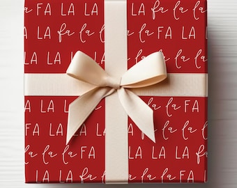 Julklappspapper med julsaga, rött presentpapper, klarrött julklappspapper i rulle, glansigt