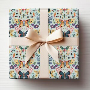 Cute Butterflies Wrapping Paper Roll Baby Girl Butterfly Gift Wrapping Glossy Wrapping Paper Butterfly
