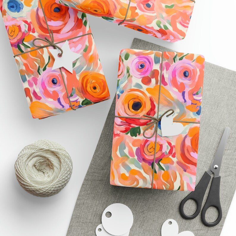 Girly Wrapping Paper Girly Gift Wrap, Tropical Floral Gift Wrap Roll, Girly Wrapping Paper Roll, Girl Birthday Wrapping Paper Pink image 2
