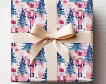 Nutcracker Wrapping Paper Nutcracker Gift Wrapping Roll Pink Christmas Wrapping Paper Nutcracker Wrapping Papers Roll Girly Christmas