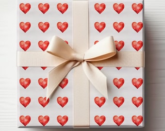 Rolo de papel de embrulho de corações vermelhos, rolo de papel de embrulho de corações de namorados, papel de embrulho de corações fofos, papel de embrulho de amor, papel de embrulho de presente de namorados