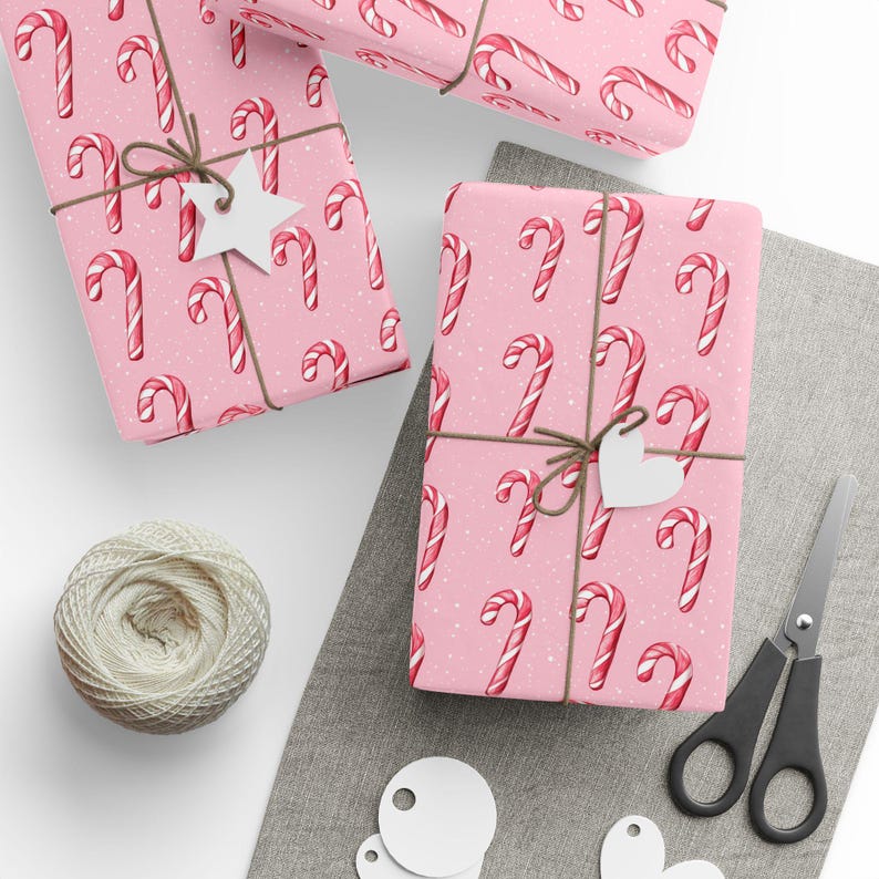 Pink Candy Cane Wrapping Paper Roll Pink Christmas Wrapping Paper Roll ...