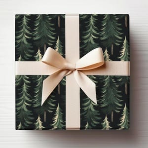 Rotolo di carta da regalo Dark Forest, carta da regalo Winter Forest, rotolo di carta da regalo Magical Forest, abeti rossi, carta da regalo Pine Tree