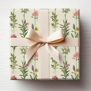 Gardening Wrapping Paper Roll Vintage Botanical Illustration Gift Wrapping Roll, Vintage Botanic Floral Wrapping Paper