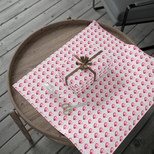 Pink Hearts Wrapping Paper Roll Hearts Gift Wrap Valentines Day Simple Heart Gift Wrap, Pink Valentines Hearts Gift Wrap Roll image 5