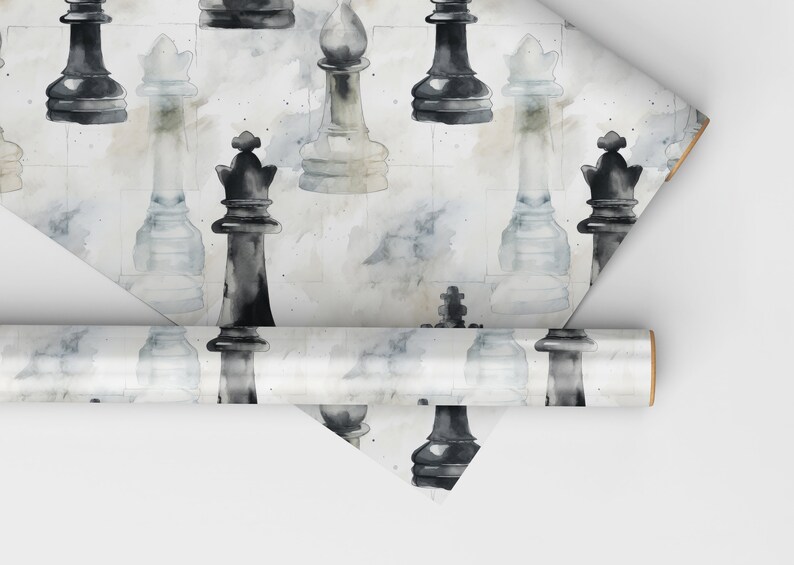 Watercolor Chess Wrapping Paper Roll Chess Gift Wrap Chess Lovers ...