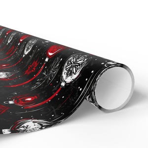 Gothic Christmas Wrapping Paper Roll Gothic Xmas Gift Wrap Roll, Skull Wrapping Paper Roll Skull Christmas Wrapping Paper Glossy image 9