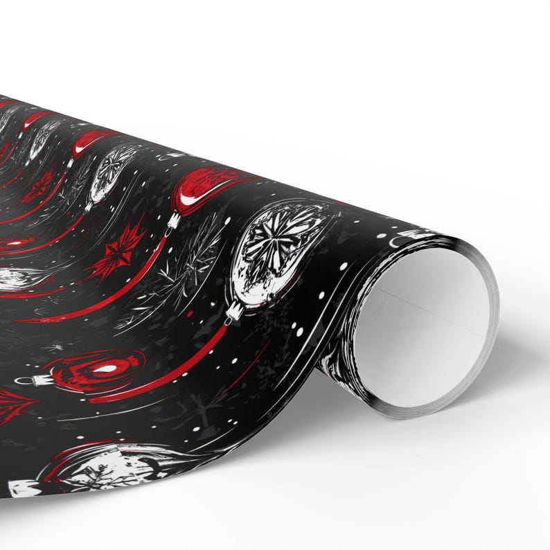 Gothic Christmas Wrapping Paper Roll Gothic Xmas Gift Wrap Roll, Skull Wrapping Paper Roll Skull Christmas Wrapping Paper Glossy image 9
