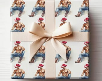Adult Wrapping Paper Roll Sexy Wrapping Paper Sexy Christmas Wrapping Paper for Women, Sexy Man Gift Wrap Roll, Sexy Cowboy Gift Wrap