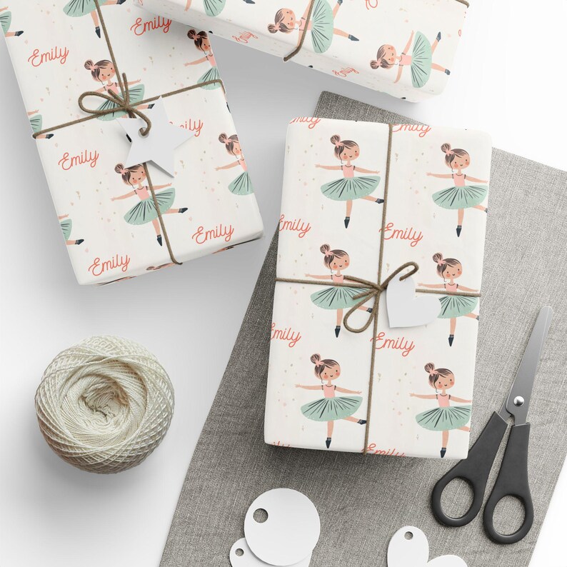 Ballerina Wrapping Paper Roll With Name Ballet Gift Wrap With Custom Name Wrapping Paper Ballerina Gift Wrap Roll Customizable Name image 2
