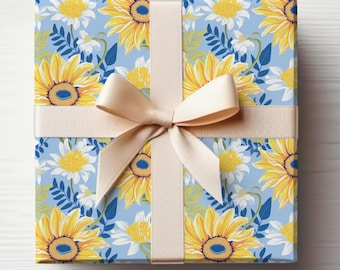 Solrospresentpappersrulle Preppy solrospresentpappersrulle Söt solrospresentpapper för babyshower Glansigt