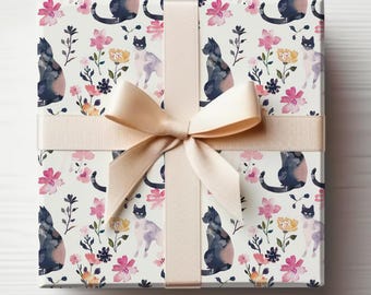 Cat Lovers Gift Wrap Roll Kitten Wrapping Paper Cats Gift Wrapping Black Cat Wrapping Paper Glossy Roll